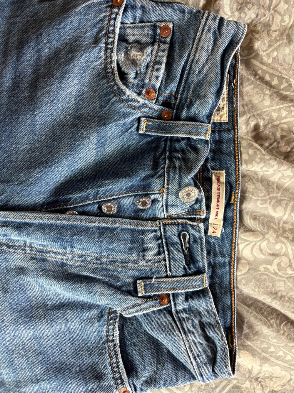 Levi's Medium Blue High-Rise Cropped Jeans with Button Fly